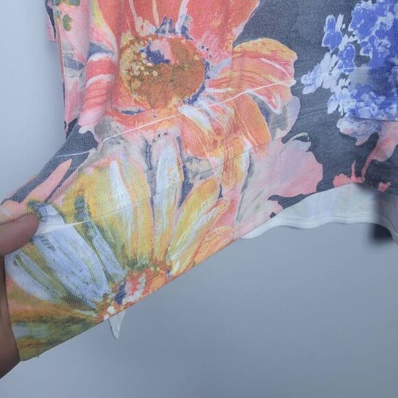 Soft Surroundings Womens Petite Large PL Watercolor Floral Tunic Top Sweater - Picture 3 of 7